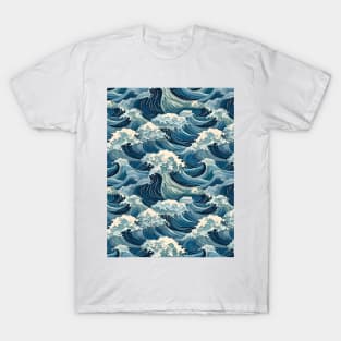 Ephemeral Crests: Hokusai Waves Reimagined T-Shirt